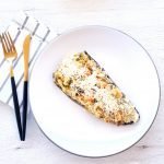 Berenjena gratinada con lenteja roja
